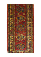 A27042 Oriental Rug Pakistani Handmade Runner Transitional Tribal 2'2'' x 6'5'' -2x6- Red Kazak Geometric Design