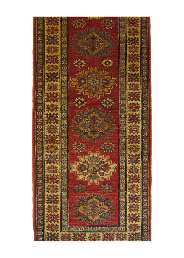 A27042 Oriental Rug Pakistani Handmade Runner Transitional Tribal 2'2'' x 6'5'' -2x6- Red Kazak Geometric Design