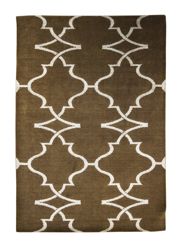 A27078 Oriental Rug Indian Handmade Area Transitional 4'0'' x 5'10'' -4x6- Brown Geometric Design