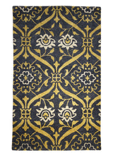 A27127 Oriental Rug Indian Handmade Area Transitional 3'0'' x 5'1'' -3x5- Blue Yellow Gold Geometric Design