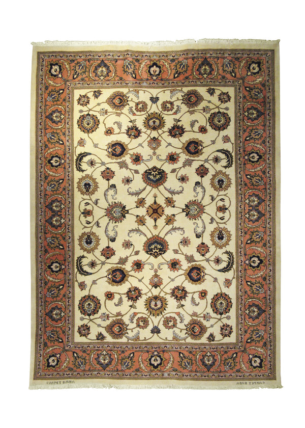 A27159 Persian Rug Kashmar Handmade Area Traditional 7'12'' x 10'9'' -8x11- Whites Beige Pink Floral Design