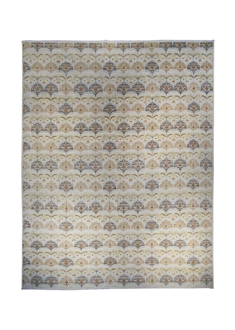 A27188 Oriental Rug Pakistani Handmade Area Transitional 8'12'' x 11'7'' -9x12- Whites Beige Blue Antique Washed Geometric Design