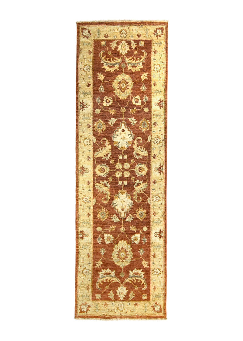 A27213 Oriental Rug Pakistani Handmade Runner Transitional 2'6'' x 8'0'' -3x8- Red Yellow Gold Antique Washed Oushak Floral Design.jpg