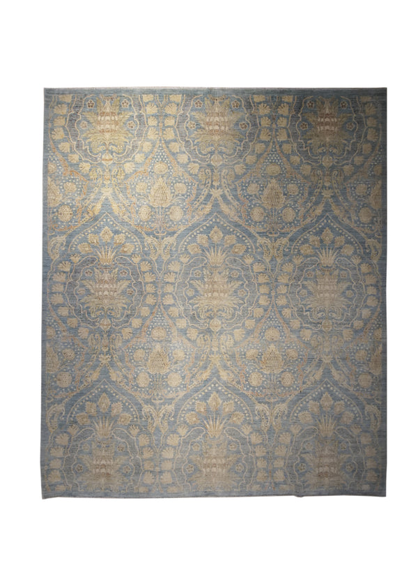 A27227 Oriental Rug Pakistani Handmade Area Transitional Neutral 8'2'' x 9'6'' -8x10- Blue Whites Beige Antique Washed Oushak Floral Design