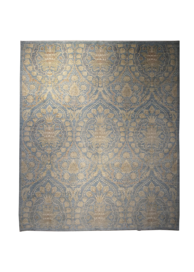 A27227 Oriental Rug Pakistani Handmade Area Transitional Neutral 8'2'' x 9'6'' -8x10- Blue Whites Beige Antique Washed Oushak Floral Design