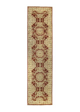 A27232 Oriental Rug Pakistani Handmade Runner Transitional 2'6'' x 9'9'' -3x10- Red Whites Beige Antique Washed Oushak Floral Design.jpg