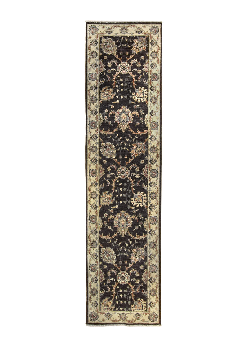A27245 Oriental Rug Pakistani Handmade Runner Transitional 2'5'' x 9'8'' -2x10- Brown Whites Beige Antique Washed Oushak Floral Design.jpg