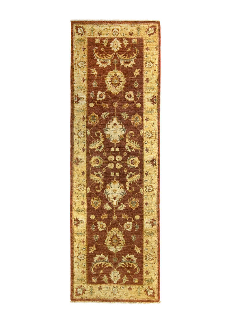 A27246 Oriental Rug Pakistani Handmade Runner Transitional 2'6'' x 8'0'' -3x8- Red Yellow Gold Antique Washed Oushak Floral Design.jpg