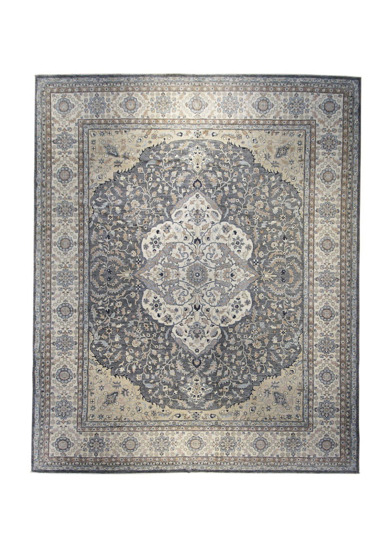 A27251 Oriental Rug Pakistani Handmade Area Transitional Neutral 11'7'' x 14'0'' -12x14- Gray Whites Beige Antique Washed Oushak Floral Design