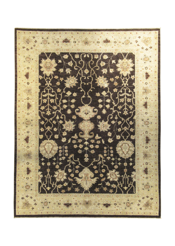 A27254 Oriental Rug Pakistani Handmade Area Transitional 4'11'' x 6'3'' -5x6- Brown Whites Beige Antique Washed Oushak Floral Design