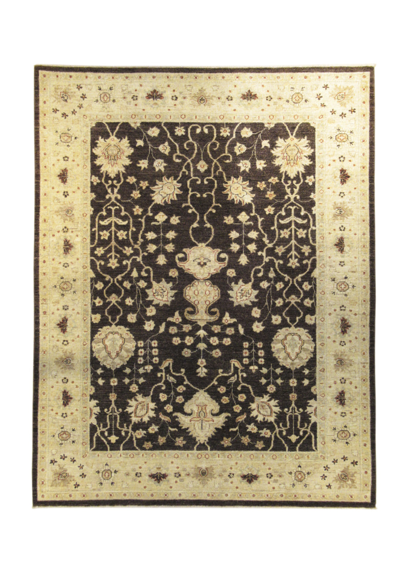 A27254 Oriental Rug Pakistani Handmade Area Transitional 4'11'' x 6'3'' -5x6- Brown Whites Beige Antique Washed Oushak Floral Design