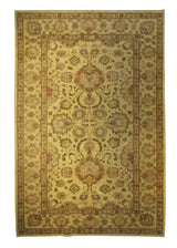 A27302 Oriental Rug Pakistani Handmade Area Transitional 5'12'' x 9'0'' -6x9- Yellow Gold Whites Beige Antique Washed Oushak Floral Design
