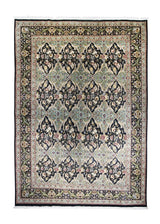 A27342 Oriental Rug Pakistani Handmade Area Transitional Traditional 9'9'' x 13'7'' -10x14- Black Green Kashan Floral Design