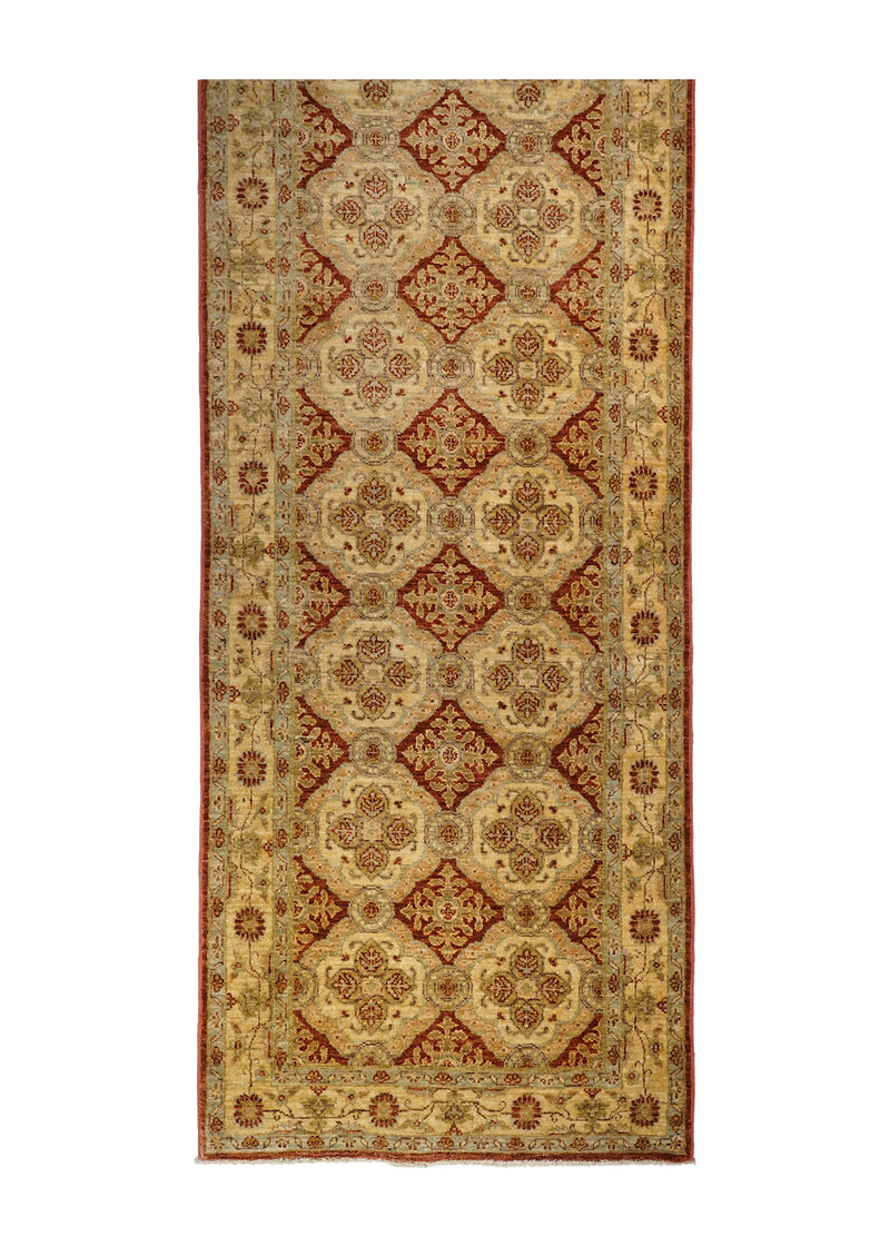 A27414 Oriental Rug Pakistani Handmade Runner Transitional 2'11'' x 30'3'' -3x30- Yellow Gold Antique Washed Oushak Floral Design