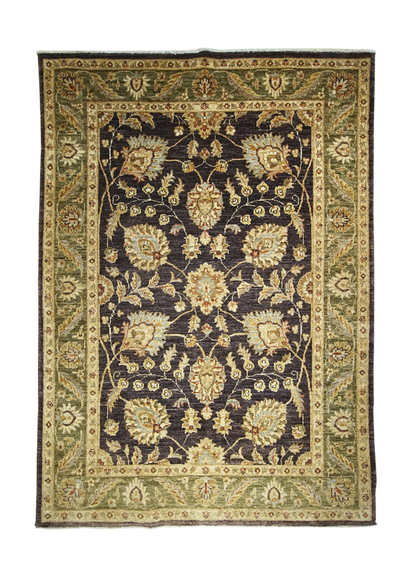 A27441 Oriental Rug Pakistani Handmade Area Transitional 4'2'' x 5'9'' -4x6- Brown Green Antique Washed Oushak Floral Design