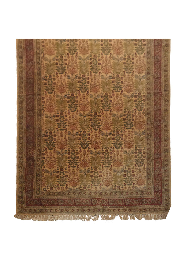A27456 Oriental Rug Indian Handmade Area Transitional 5'1'' x 8'4'' -5x8- Whites Beige Red Tapestry Tree of Life Design