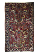 A27480 Oriental Rug Indian Handmade Area Traditional Antique 4'0'' x 6'6'' -4x7- Red Tree of Life Animals Design