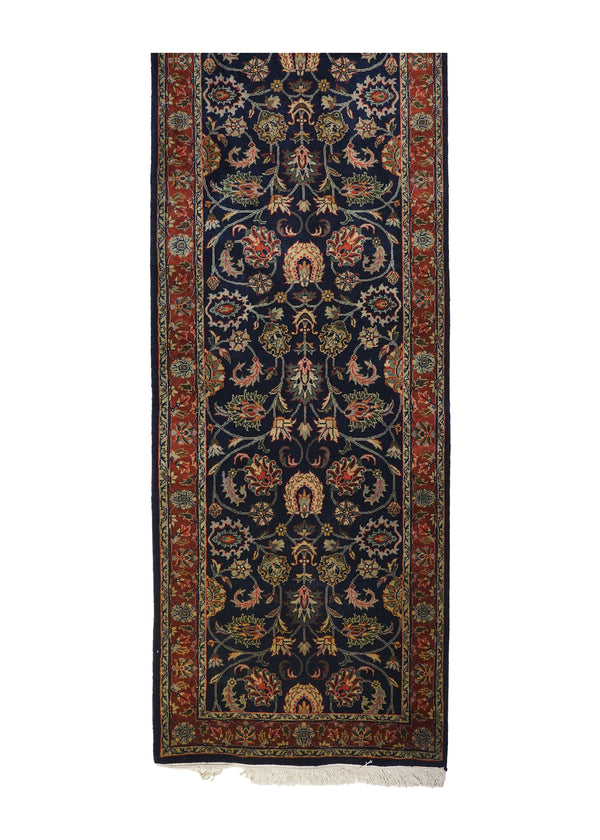 A27517 Oriental Rug Indian Handmade Runner Traditional 2'7'' x 25'0'' -3x25- Red Blue Floral Design