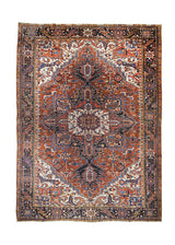 A27553 Persian Rug Heriz Handmade Area Tribal Antique 9'7'' x 12'7'' -10x13- Red Geometric Design