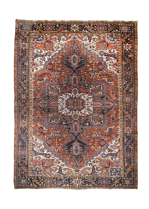 A27553 Persian Rug Heriz Handmade Area Tribal Antique 9'7'' x 12'7'' -10x13- Red Geometric Design