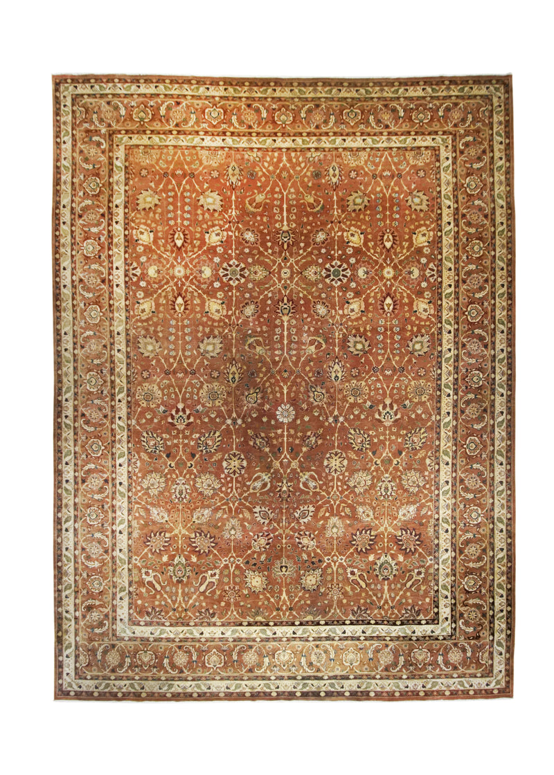 A27606 Oriental Rug Indian Handmade Area Transitional Traditional 9'12'' x 13'9'' -10x14- Pink Isfahan Floral Design