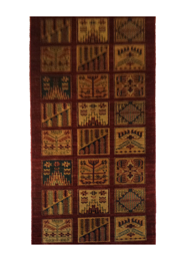 A27650 Oriental Rug Pakistani Handmade Runner Transitional 2'4'' x 10'0'' -2x10- Multi-color Red Garden Geometric Design
