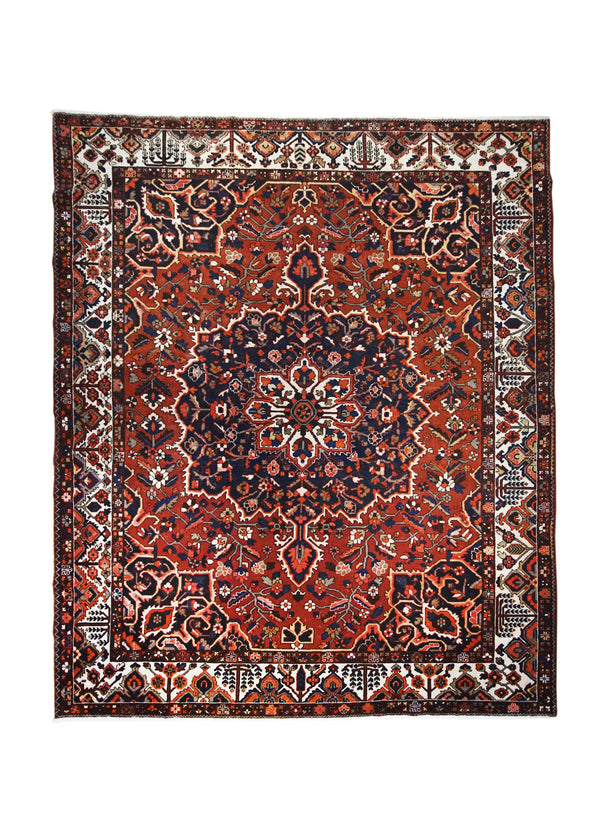 A27697 Persian Rug Bakhtiari Handmade Area Tribal 10'4'' x 12'4'' -10x12- Red Floral Design