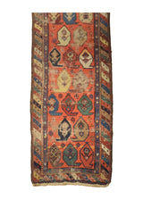 A27699 Caucasian Rug Shirvan Handmade Runner Tribal Antique 2'5'' x 8'9'' -2x9- Orange Multi-color Geometric Design