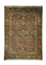 A27740 Oriental Rug Indian Handmade Area Transitional 4'1'' x 6'0'' -4x6- Red Brown Floral Design