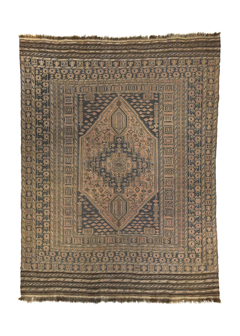 A27745 Oriental Rug Afghan Handmade Area Tribal 6'0'' x 8'2'' -6x8- Pink Gray Brown Soumak Geometric Design.jpg