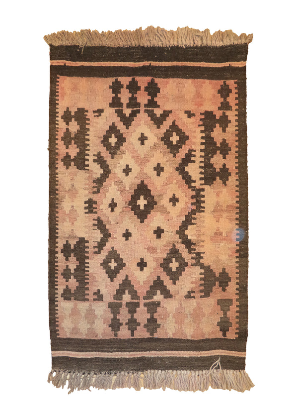 A27748 Oriental Rug Afghan Handmade Area Tribal 2'5'' x 2'9'' -2x3- Pink Brown Maymara Geometric Design