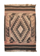 A27752 Oriental Rug Afghan Handmade Area Tribal 2'5'' x 3'3'' -2x3- Pink Brown Black Maymara Geometric Design