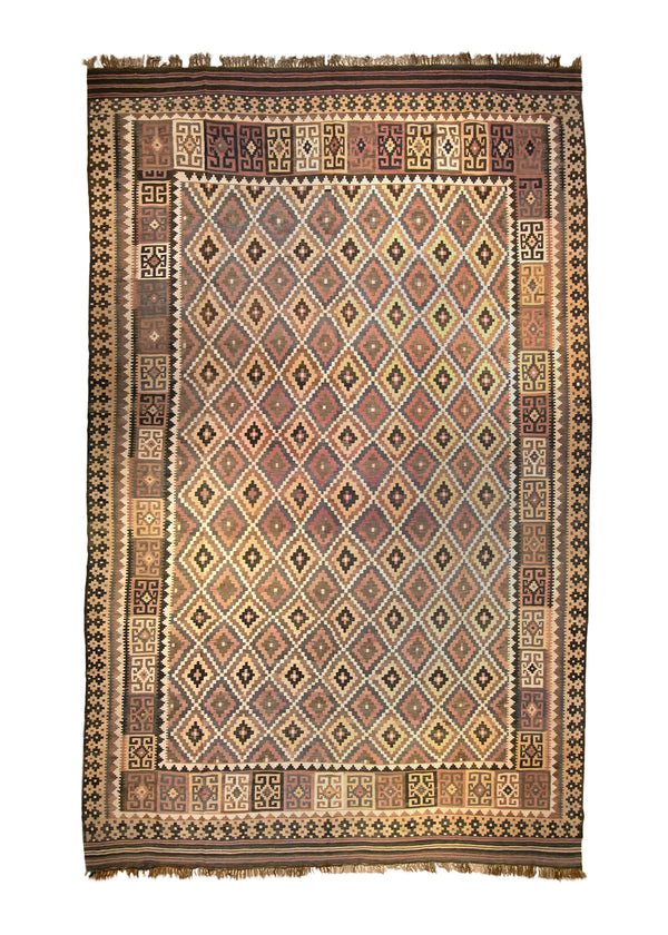 A27759 Oriental Rug Pakistani Handmade Area Tribal 9'3'' x 14'10'' -9x15- Brown Pink Geometric Design