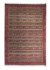 A27827 Oriental Rug Pakistani Handmade Area Tribal 6'1'' x 8'11'' -6x9- Multi-color Red Shawl Geometric Design