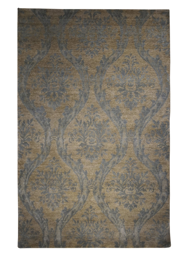 A27866 Oriental Rug Indian Handmade Area Transitional 3'10'' x 6'0'' -4x6- Blue Yellow Gold Floral Design
