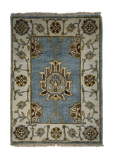 A27898 Oriental Rug Indian Handmade Area Transitional 2'0'' x 3'0'' -2x3- Blue Whites Beige Floral Oushak Design