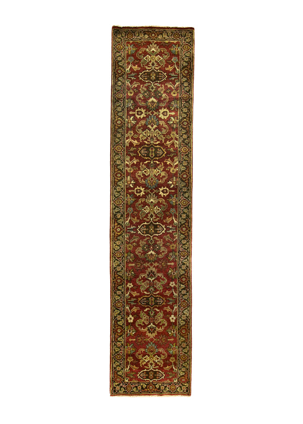 A27906 Oriental Rug Indian Handmade Runner Transitional 2'8'' x 12'0'' -3x12- Red Brown Geometric Design.jpg