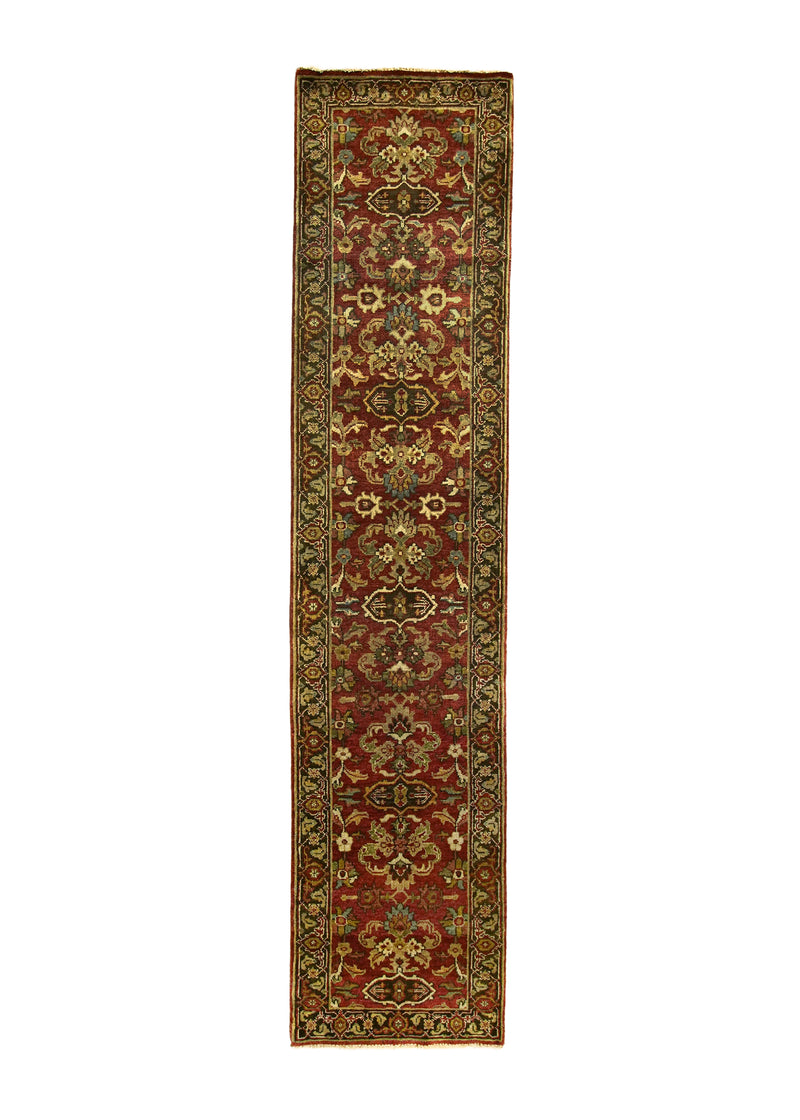 A27906 Oriental Rug Indian Handmade Runner Transitional 2'8'' x 12'0'' -3x12- Red Brown Geometric Design.jpg