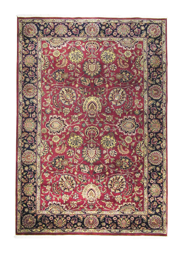 A27939 Oriental Rug Indian Handmade Area Traditional 5'12'' x 8'8'' -6x9- Red Blue Floral Design
