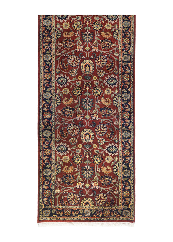 A27940 Oriental Rug Indian Handmade Runner Traditional 2'7'' x 19'1'' -3x19- Red Blue Floral Design
