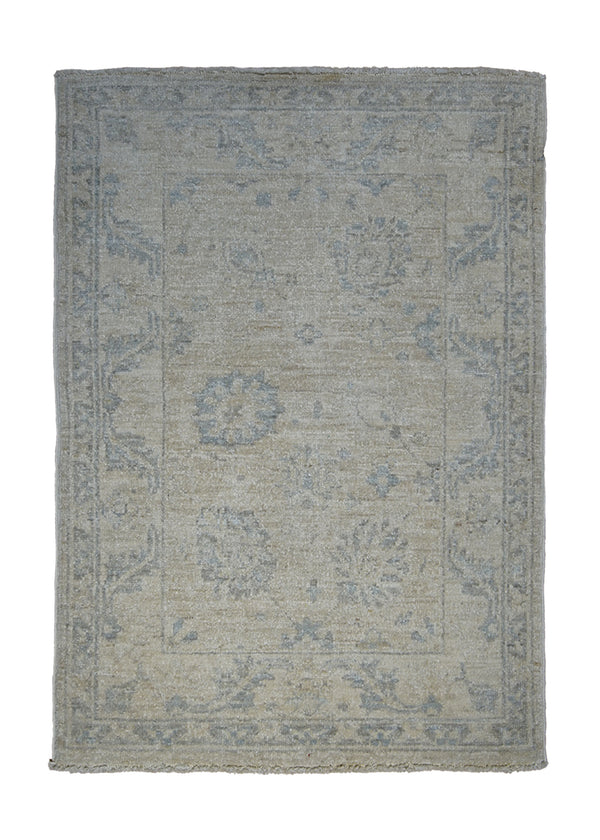 A27947 Oriental Rug Pakistani Handmade Area Transitional Neutral 2'0'' x 2'11'' -2x3- Blue Whites Beige Silver Wash Oushak Floral Design