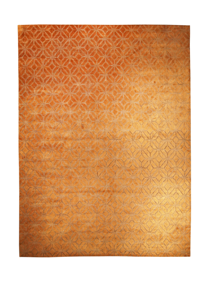 A27962 Oriental Rug Indian Handmade Area Modern 8'11'' x 11'11'' -9x12- Red Geometric Design