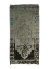 A27996 Oriental Rug Turkish Handmade Area Vintage Tribal 1'7'' x 3'0'' -2x3- Whites Beige Brown Yellow Gold Floral Design