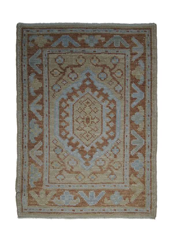 A28001 Oriental Rug Turkish Handmade Area Transitional Tribal 2'0'' x 2'10'' -2x3- Orange Whites Beige Oushak Floral Design
