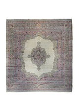 A28013 Persian Rug Kerman Handmade Square Antique Traditional 13'8'' x 14'10'' -14x15- Pink Whites Beige Open Field Floral Design.jpg
