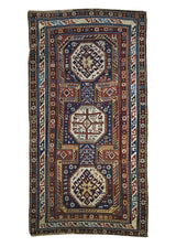 A28020 Caucasian Rug Shirvan Handmade Area Tribal Vintage 3'3'' x 5'11'' -3x6- Blue Red Geometric Design