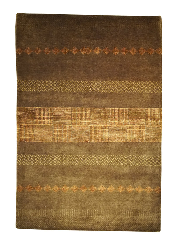 A28043 Oriental Rug Pakistani Handmade Area Transitional Tribal 4'1'' x 6'1'' -4x6- Brown Orange Gabbeh Geometric Design