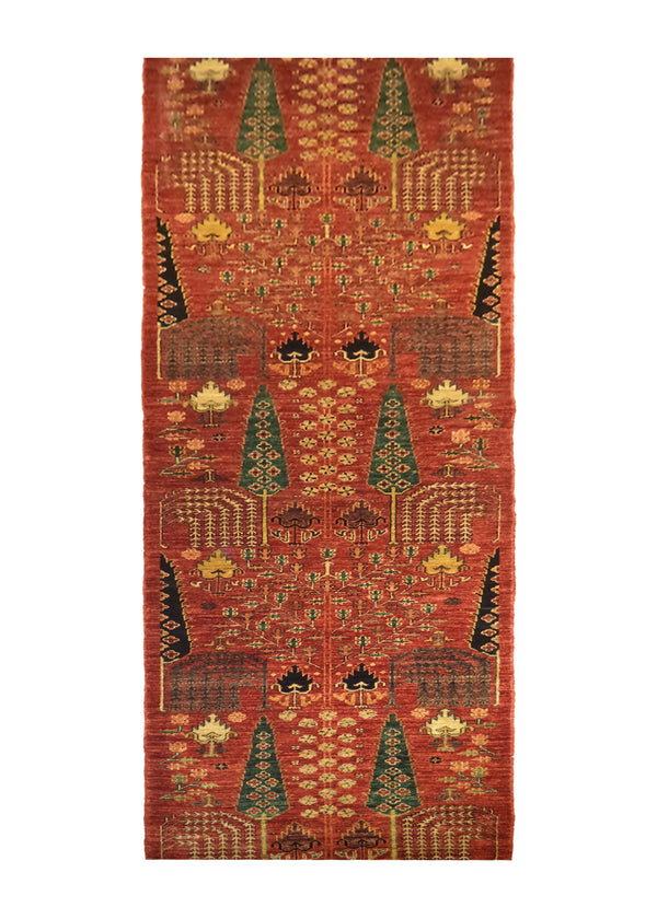 A28057 Oriental Rug Pakistani Handmade Runner Transitional Tribal 2'7'' x 14'3'' -3x14- Red Tree of Life Lori Gabbeh Design