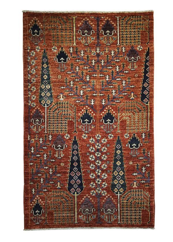 A28062 Oriental Rug Pakistani Handmade Area Transitional Tribal 2'11'' x 4'11'' -3x5- Red Tree of Life Lori Gabbeh Design