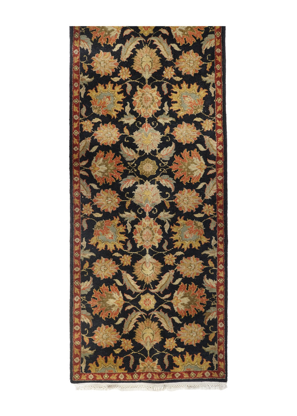 A28085 Oriental Rug Indian Handmade Runner Transitional 2'6'' x 16'3'' -3x16- Green Red Blue Tea Washed Floral Design